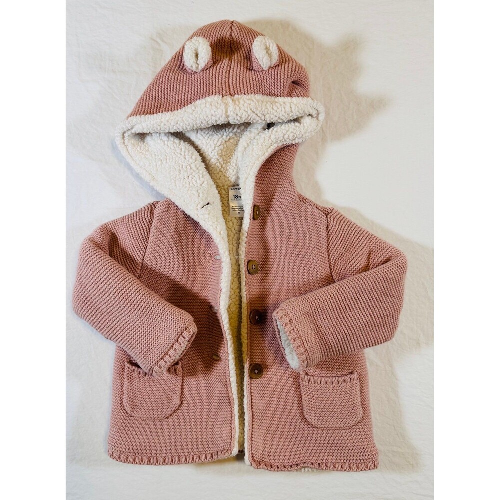Carter’s Sherpa Lined Cotton Long-Sleeve Jacket - Pink, size 18 M